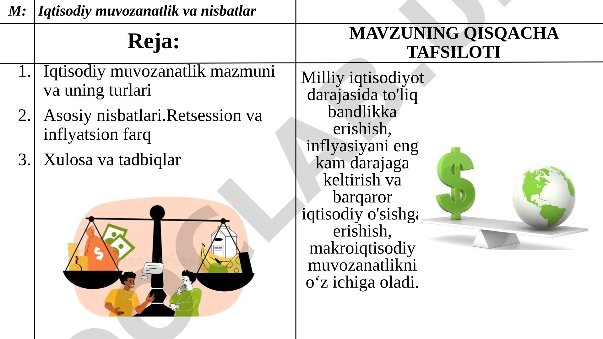 Iqtisodiy muvozanatlik va nisbatlar