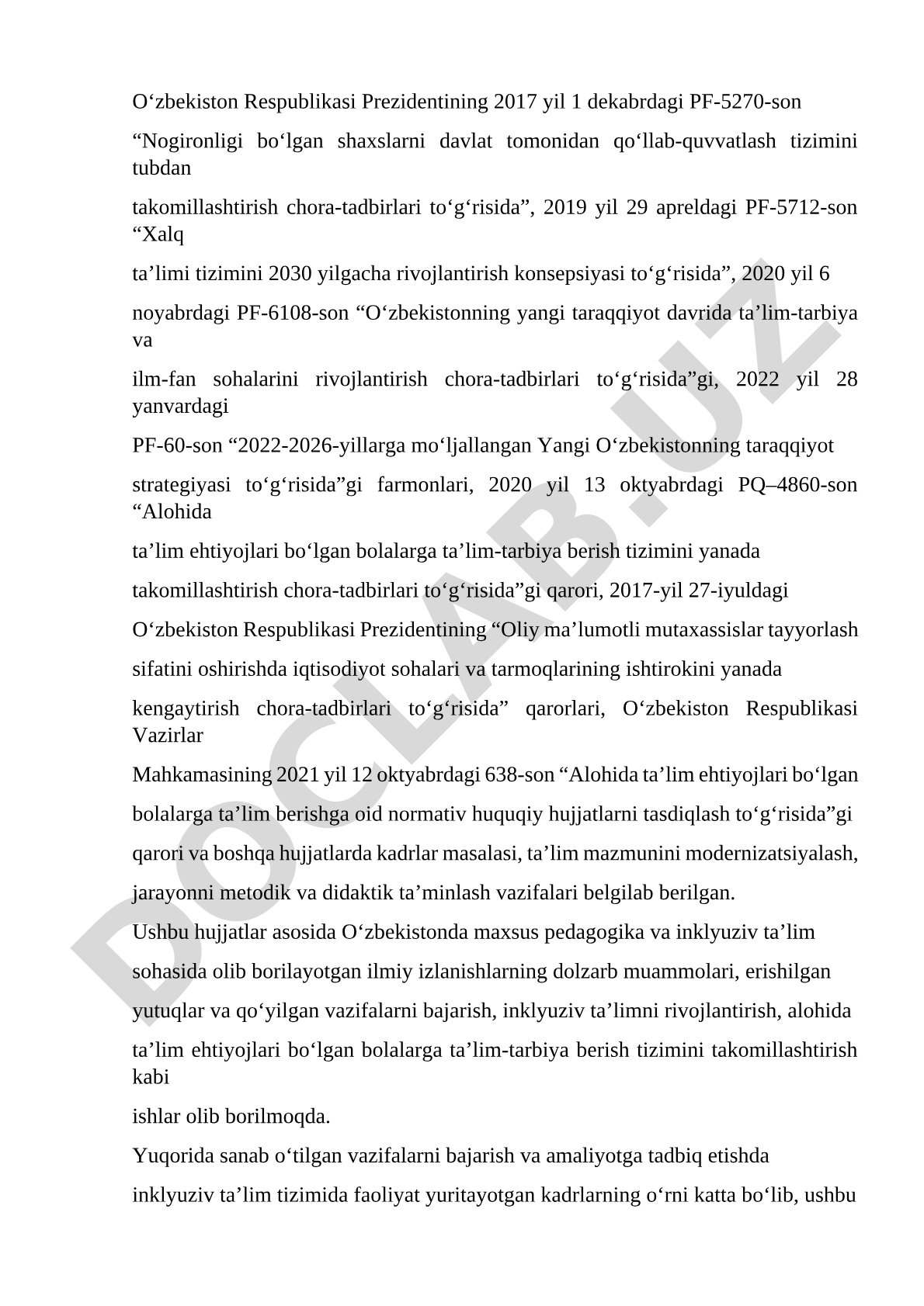 Alohida ta'lim ehtiyojli bolalarni qo'llab-quvvatlash tizimini takomillashtirish