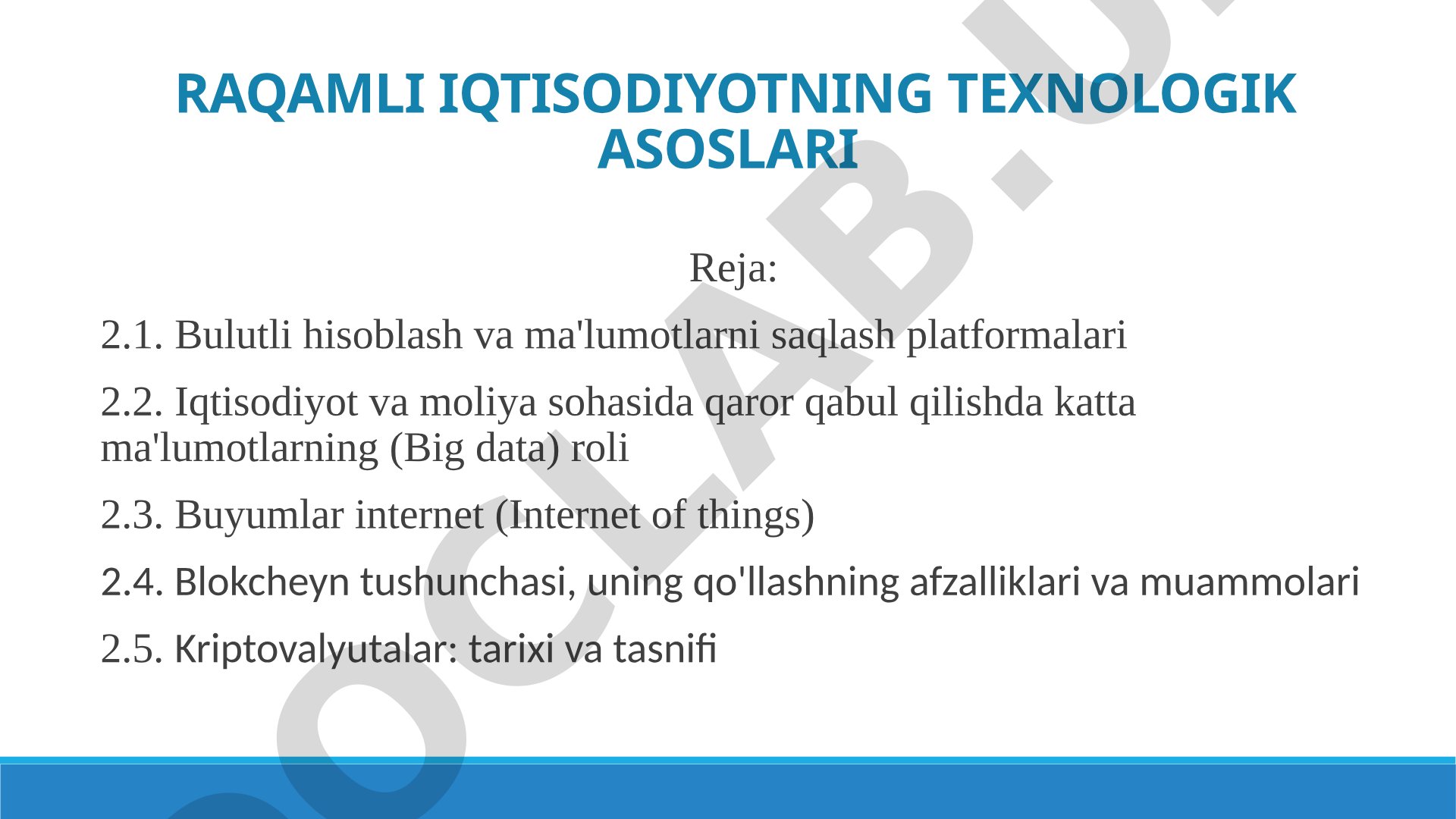 Bulutli hisoblash va ma'lumotlarni saqlash platformalari 2.2