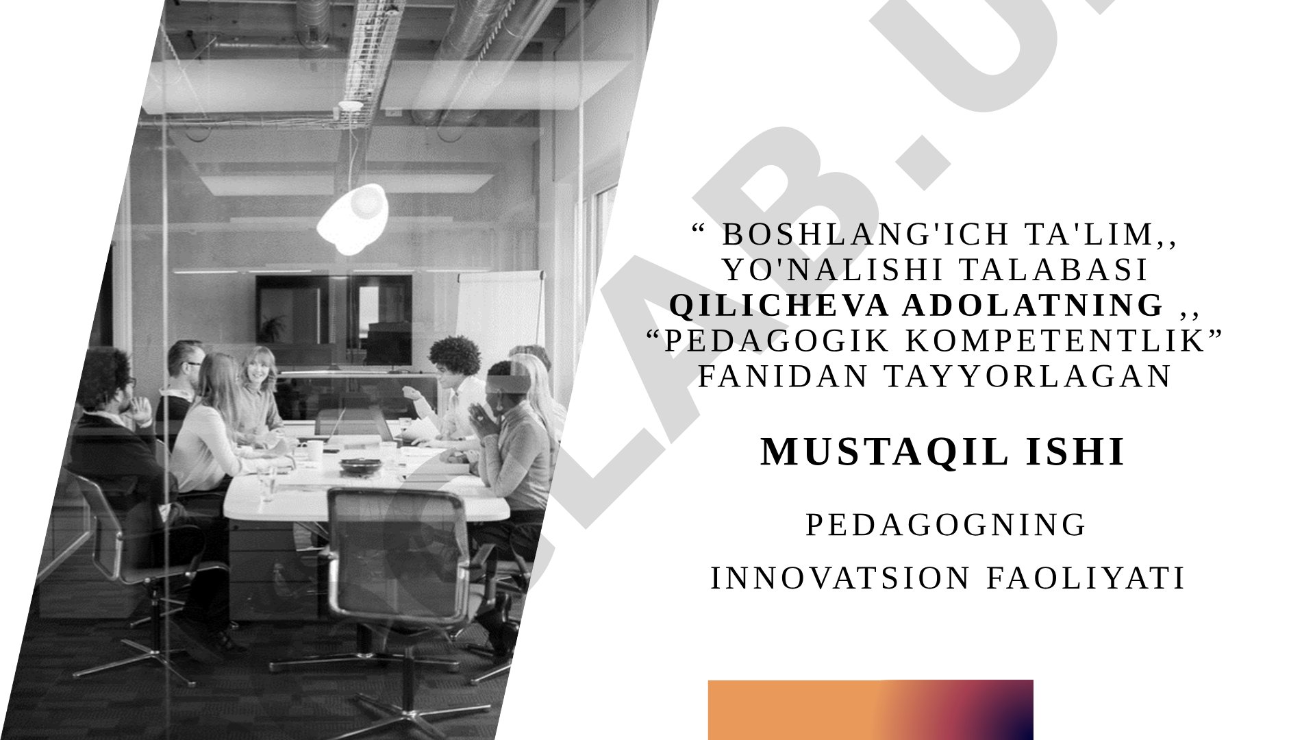 Pedagogning innovatsion faoliyati