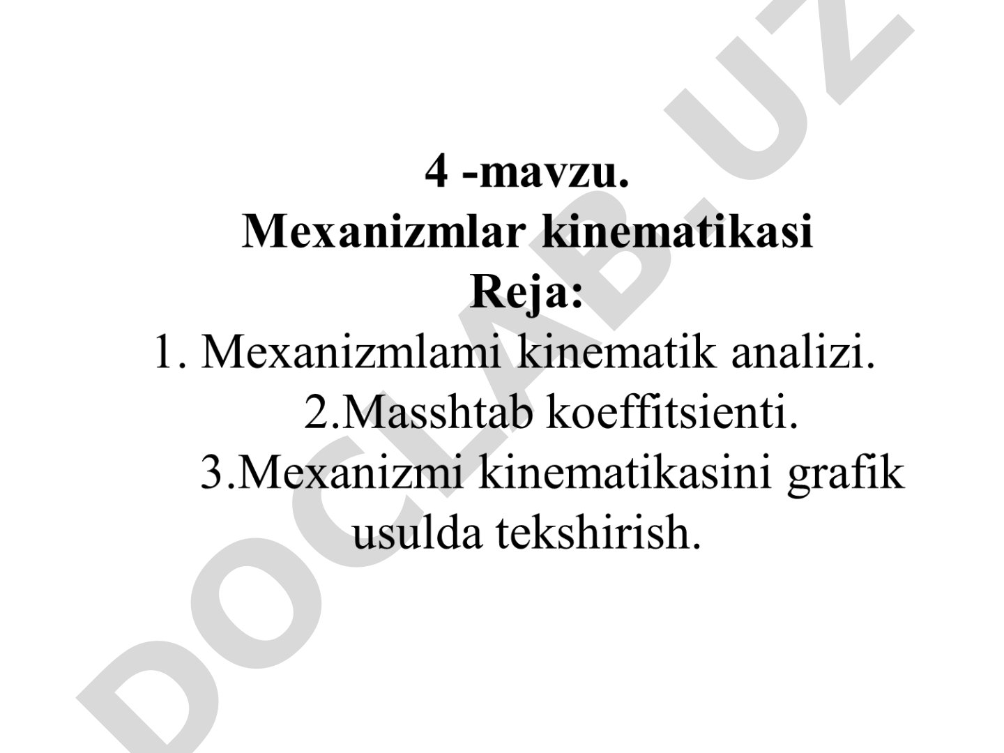 Mexanizm zvenolari holati, tezligi va tezlanishini aniqlash usullari