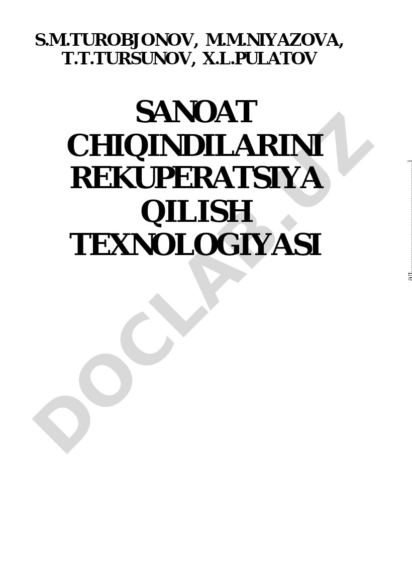 Sanoat chiqindilarini rekuperatsiya qilish texnologiyasi