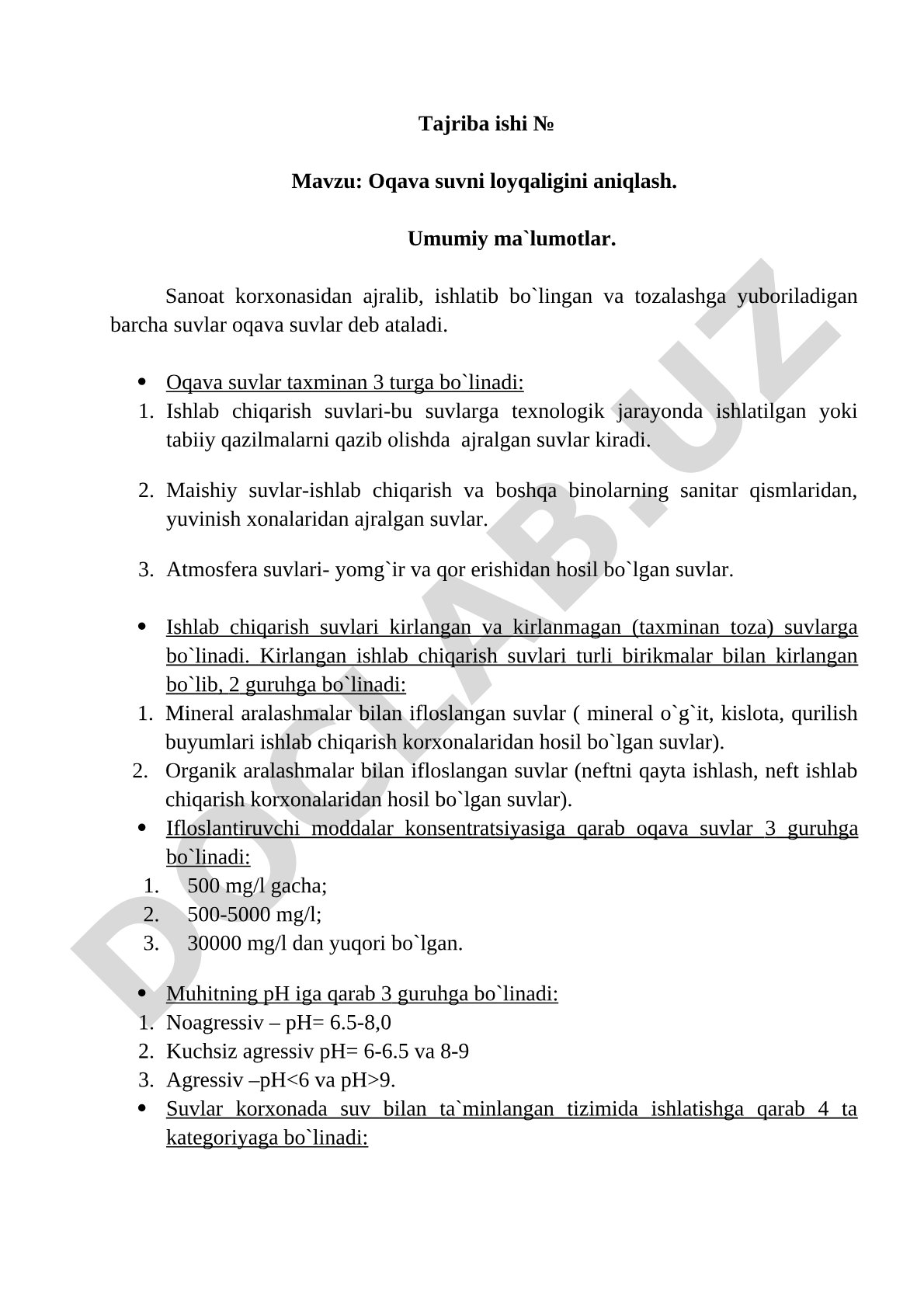 Oqava suvni loyqaligini aniqlash