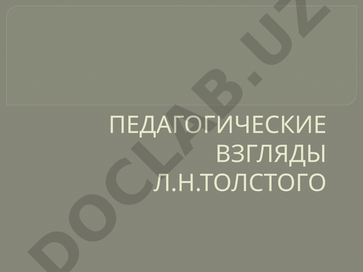 Педагогические взгляды Л.Н.Толстого