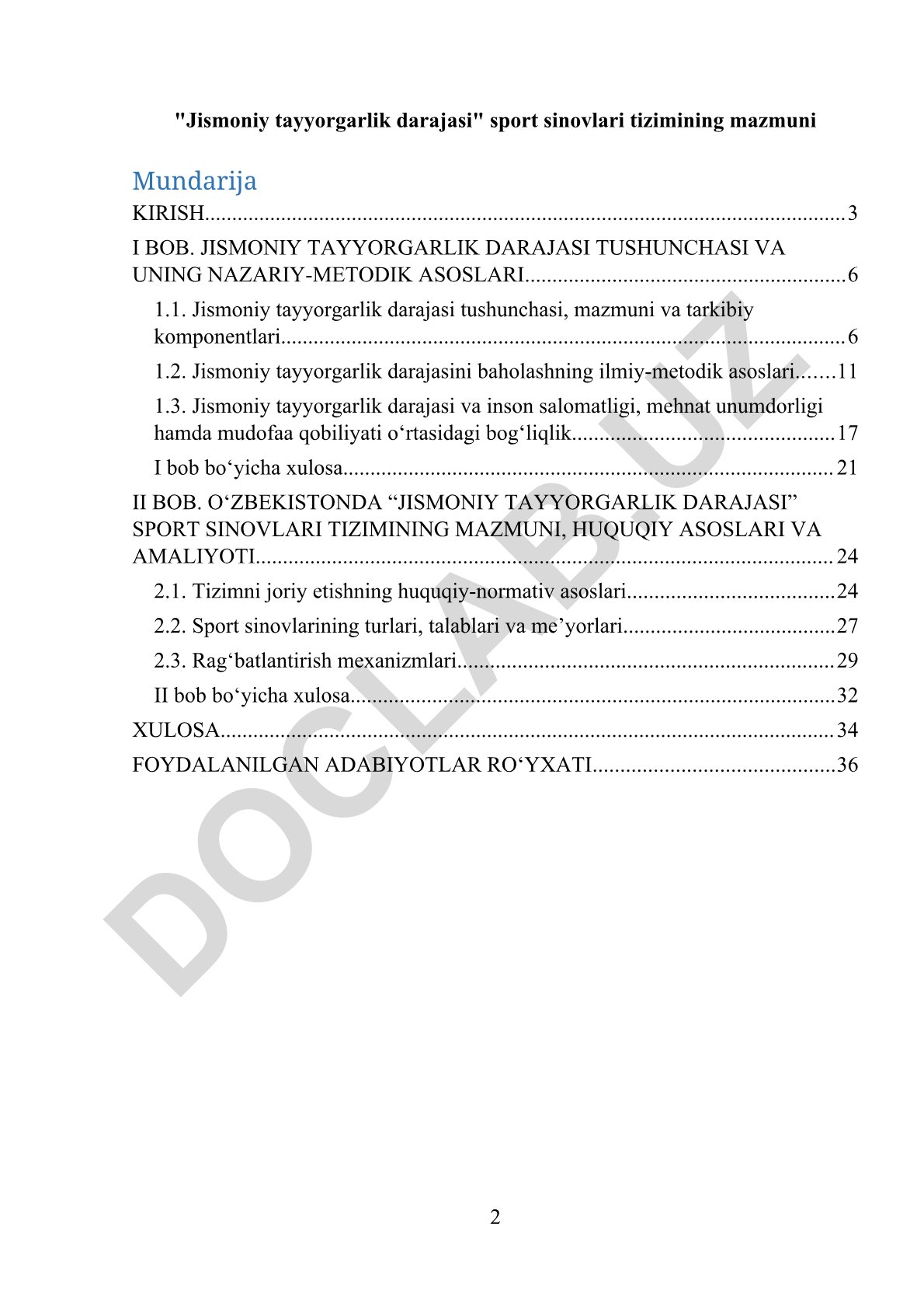 Jismoniy tayyorgarlik darajasi sport sinovlari tizimining mazmuni