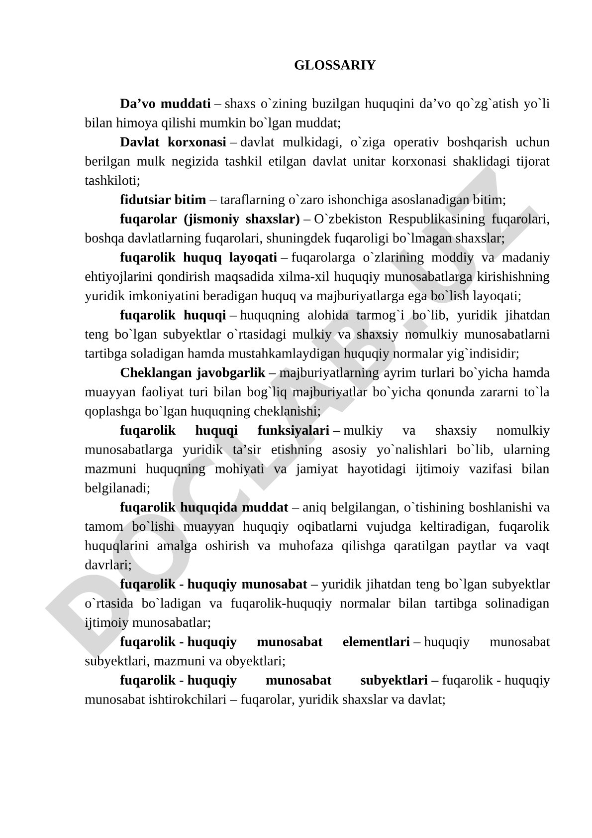 Fuqarolik huquqi glossariy