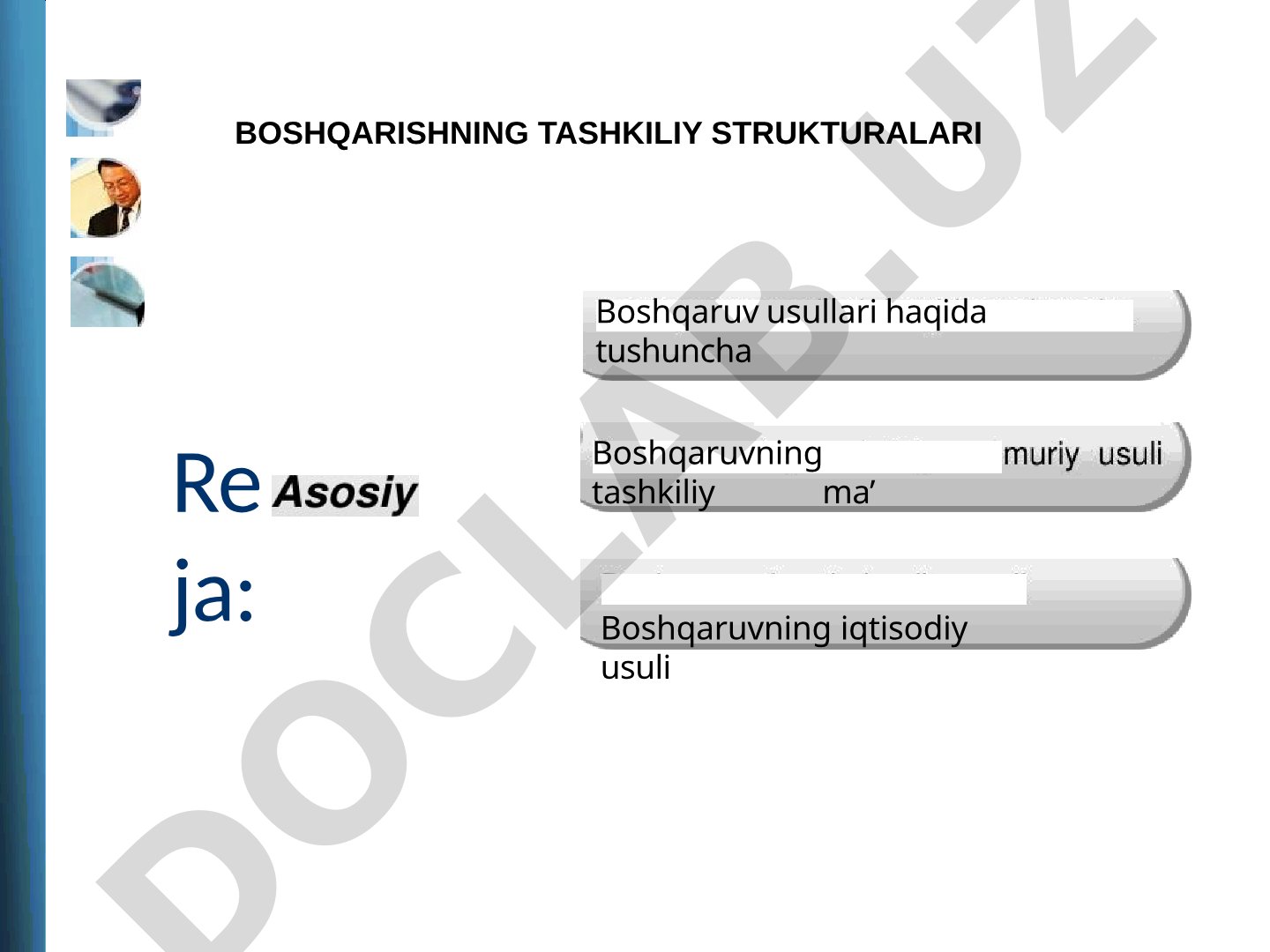 Boshqaruv usullari va tashkiliy strukturalar