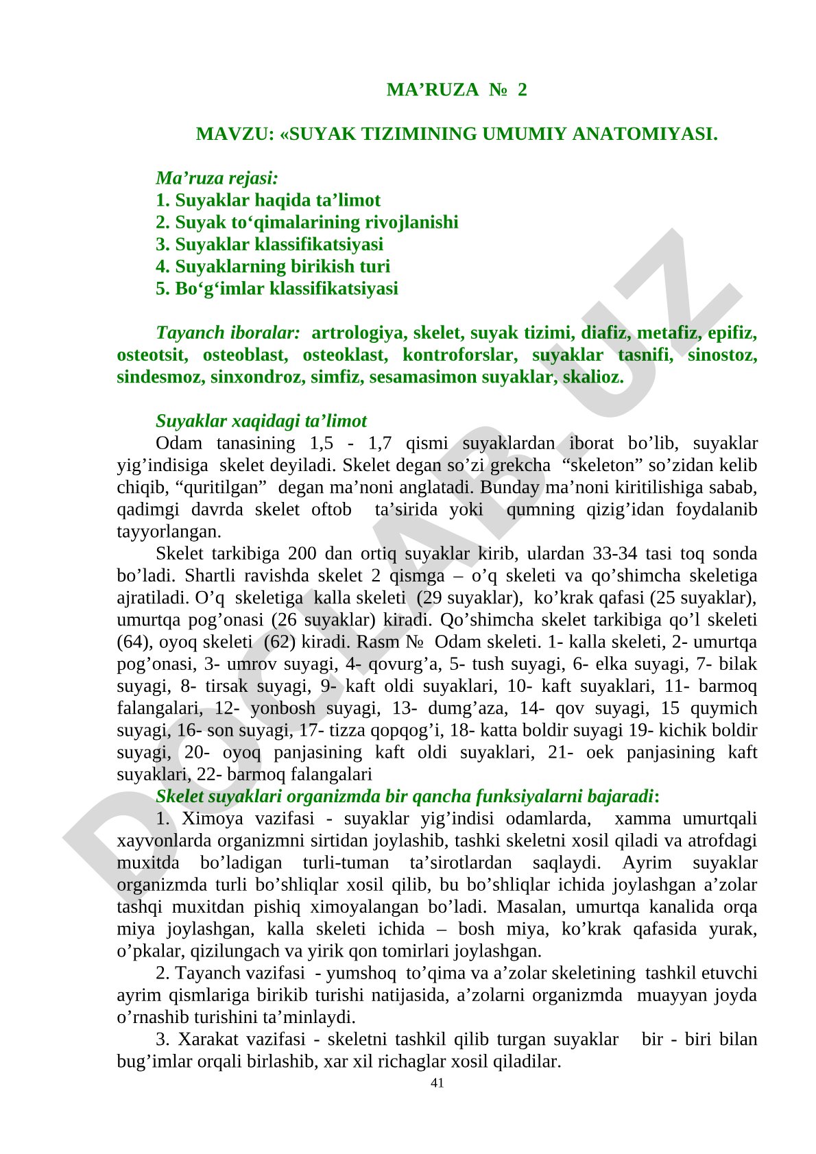 Suyak tizimining umumiy anatomiyasi