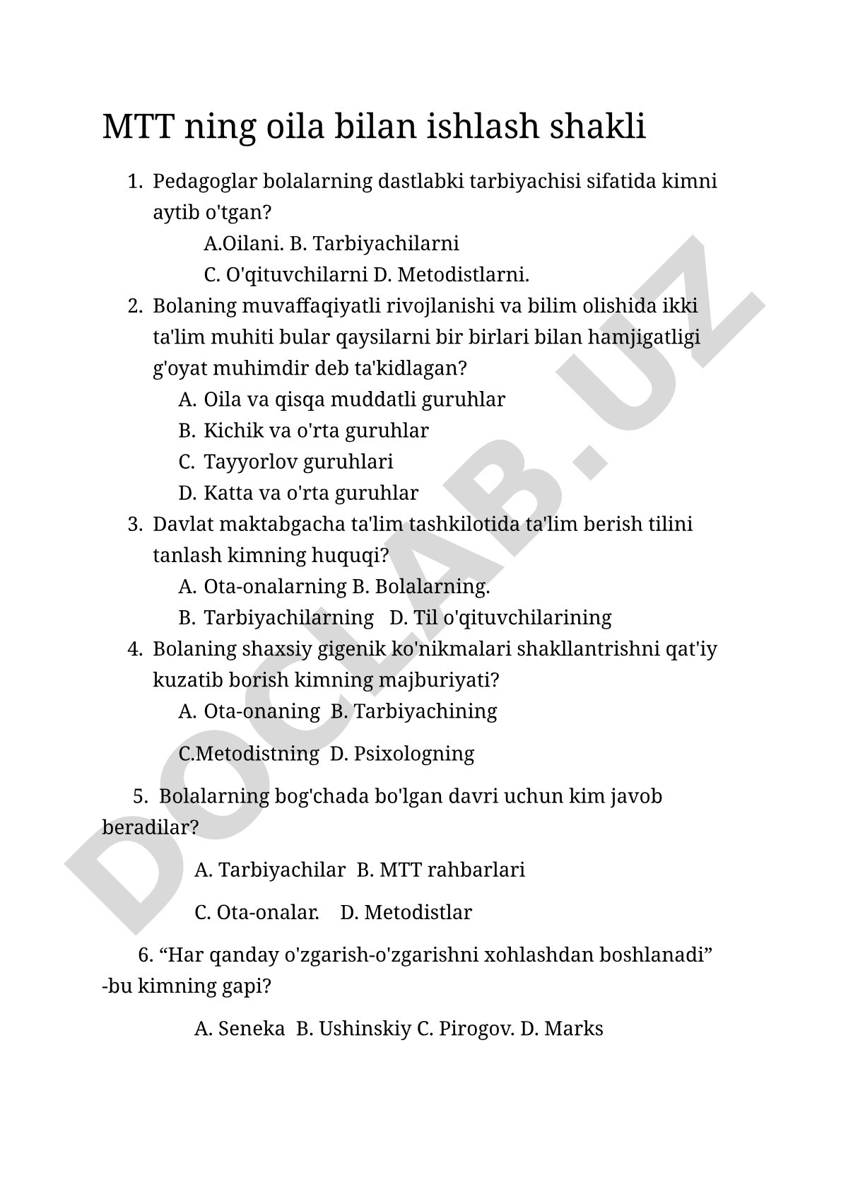 MTT ning oila bilan ishlash shakli
