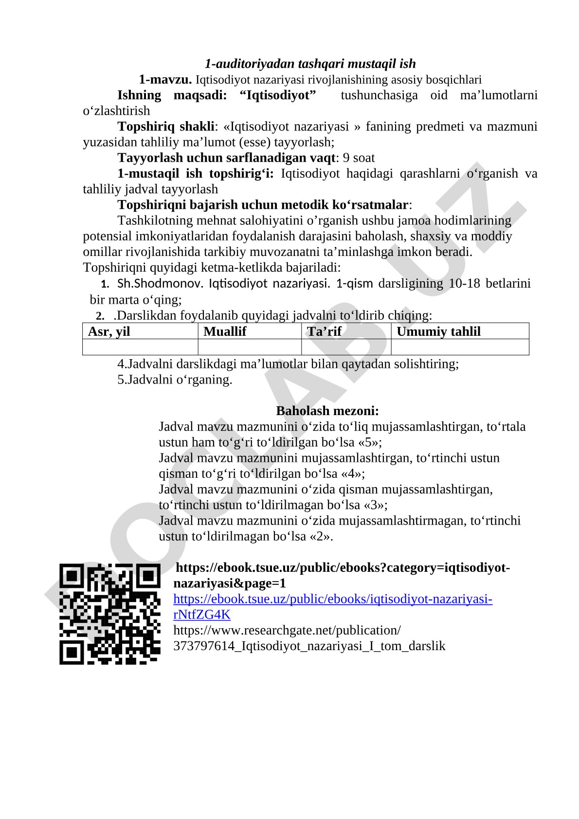 Iqtisodiyot nazariyasi rivojlanishining asosiy bosqichlari