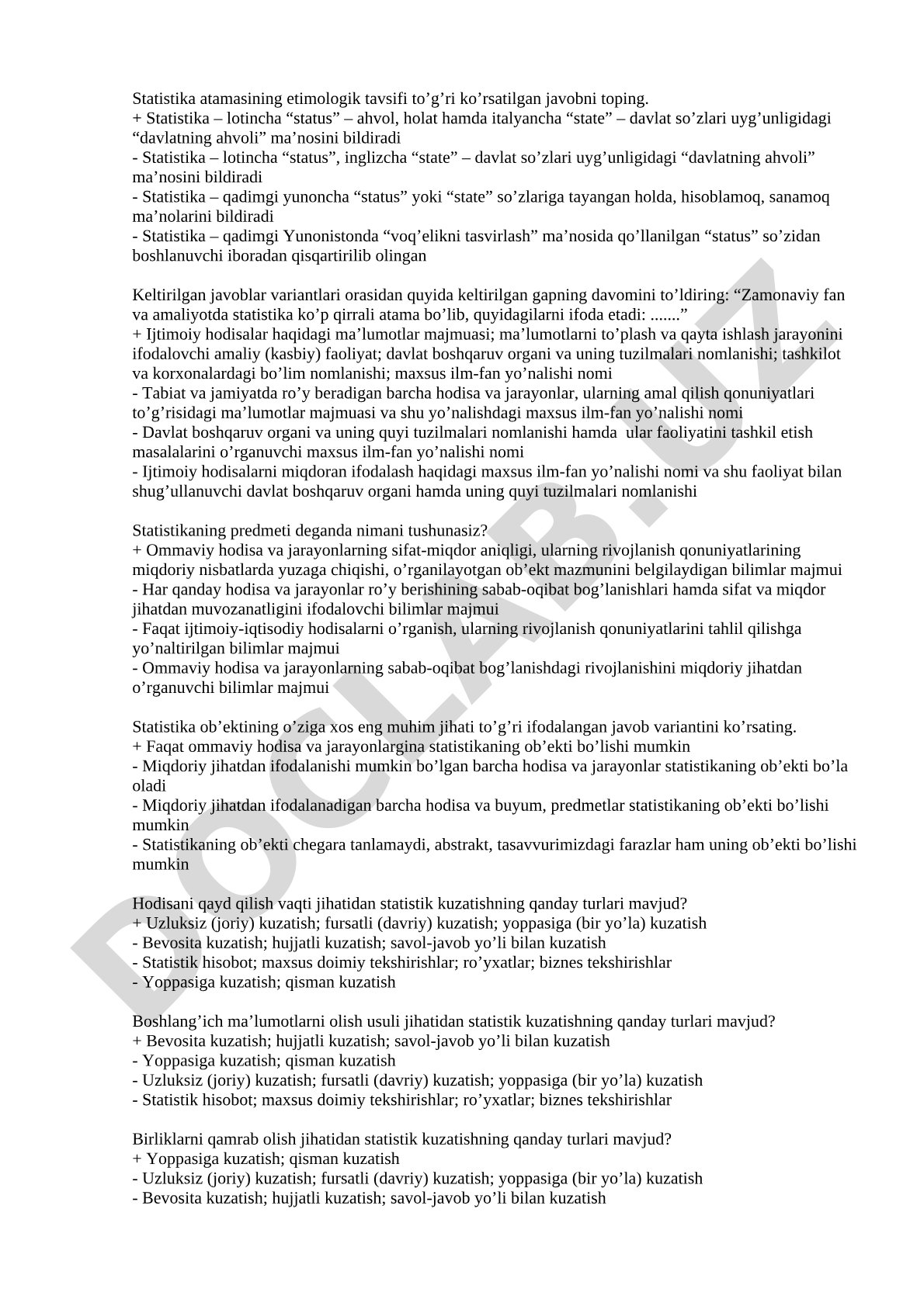 Statistika atamasining etimologik tavsifi