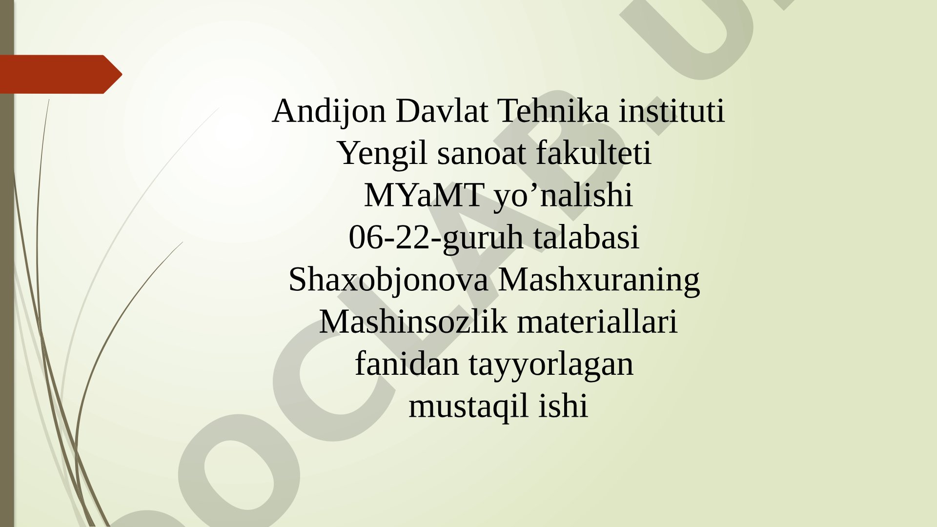 Mashinsozlik materiallarining tasnifi va xossasi