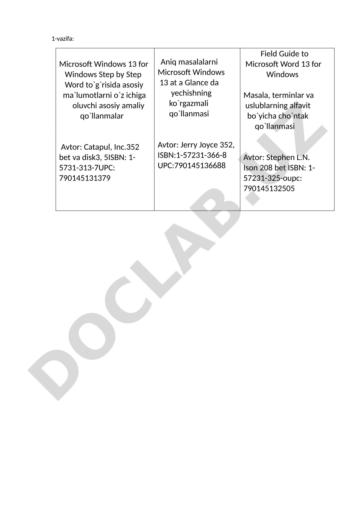 Microsoft Word 13 for Windows qo'llanmalari