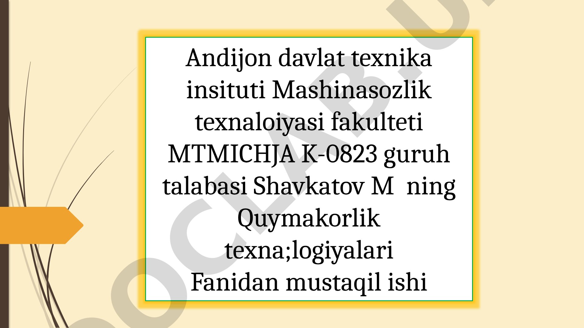 Quyma mahsulotlarini mashinasozlikda qo`llanilishi