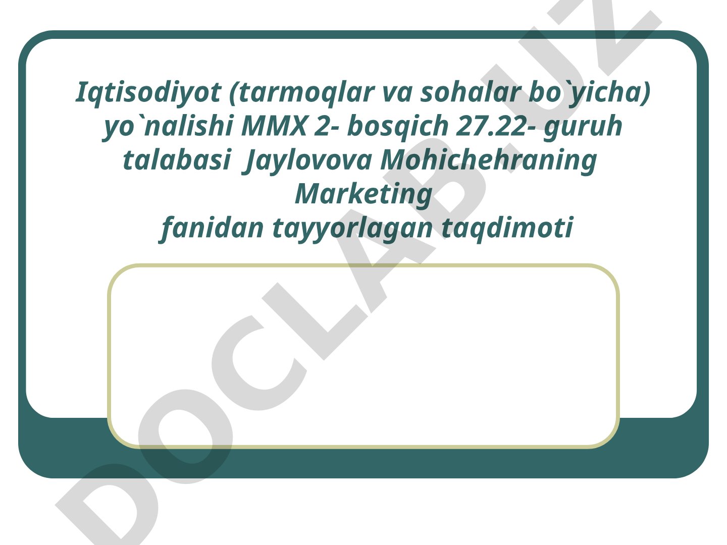 Marketingda strategik rejalashtirish, taktik reja va nazorat turlari