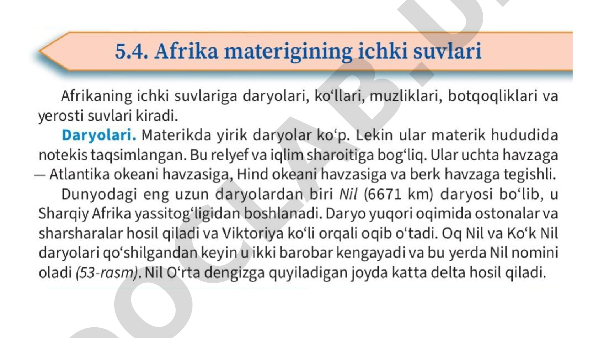 Nil va Kongo daryolari hamda Viktoriya sharsharasi