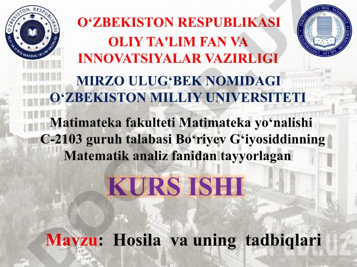 Hosila va uning tadbiqlari