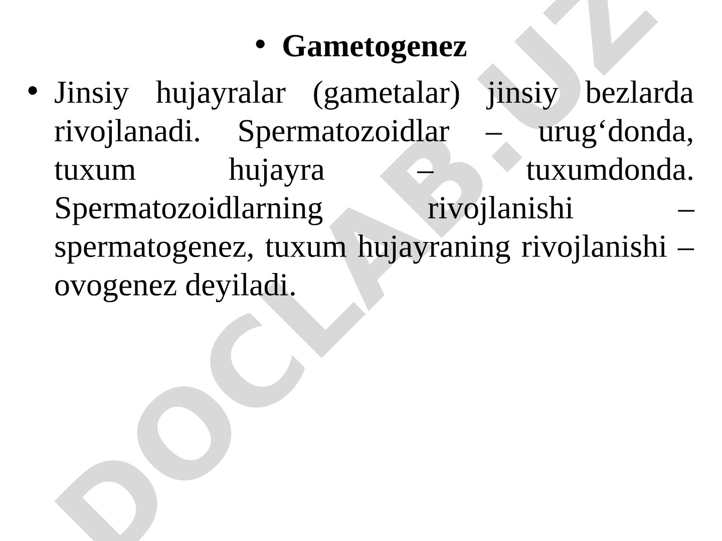 Gametogenez jarayoni