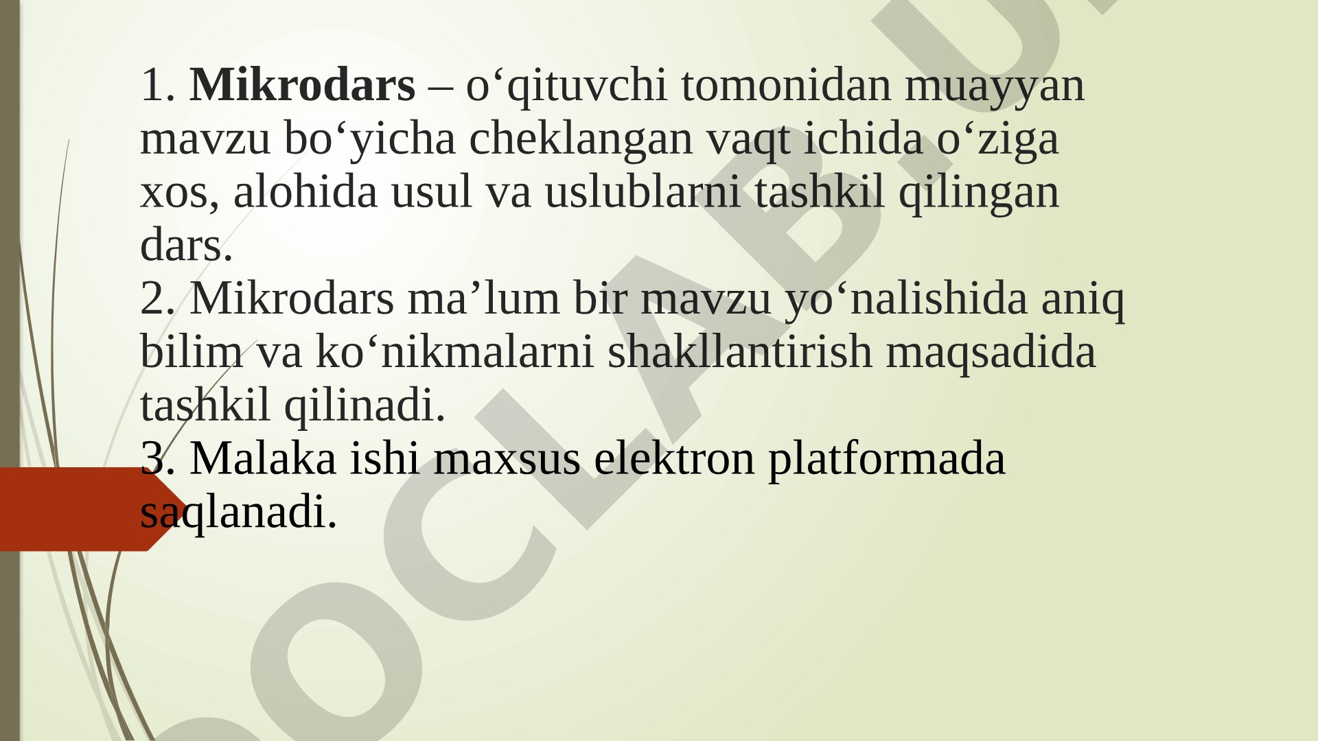 Mikrodars tayyorlash va malaka ishi talablari