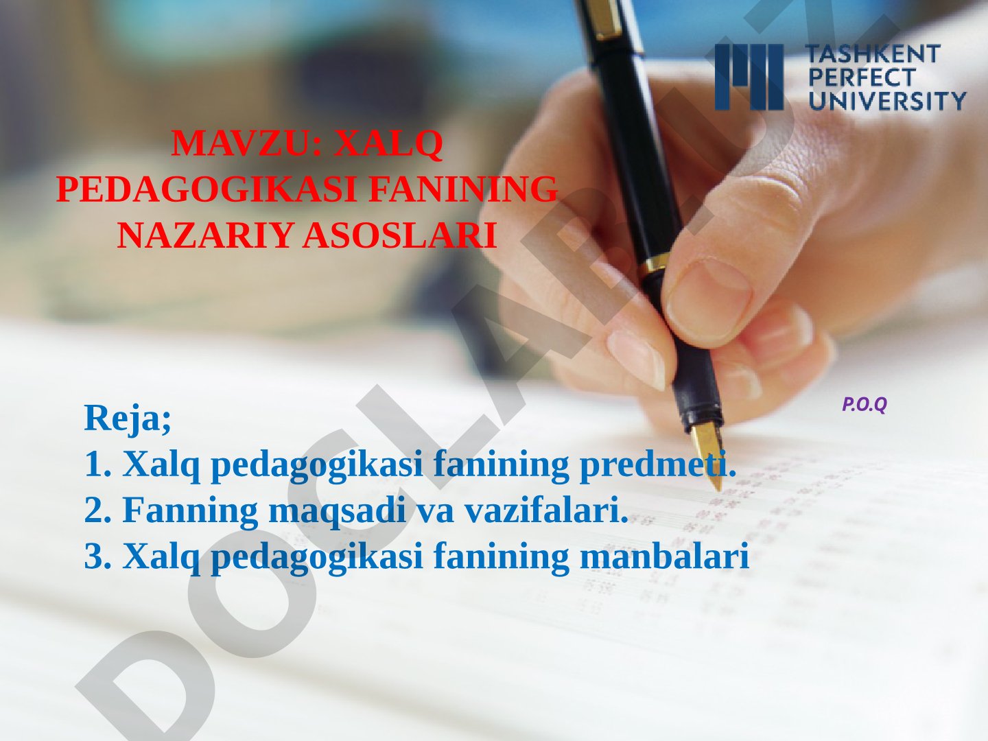 XALQ PEDAGOGIKASI FANINING NAZARIY ASOSLARI