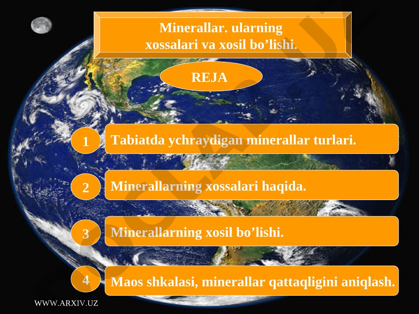 Minerallar, ularning xossalari va hosil bo'lishi