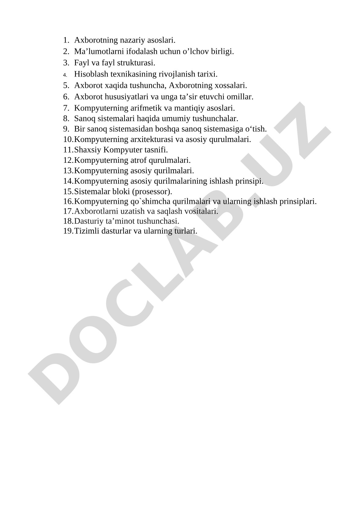 Kompyuter arxitekturasi va axborot asoslari