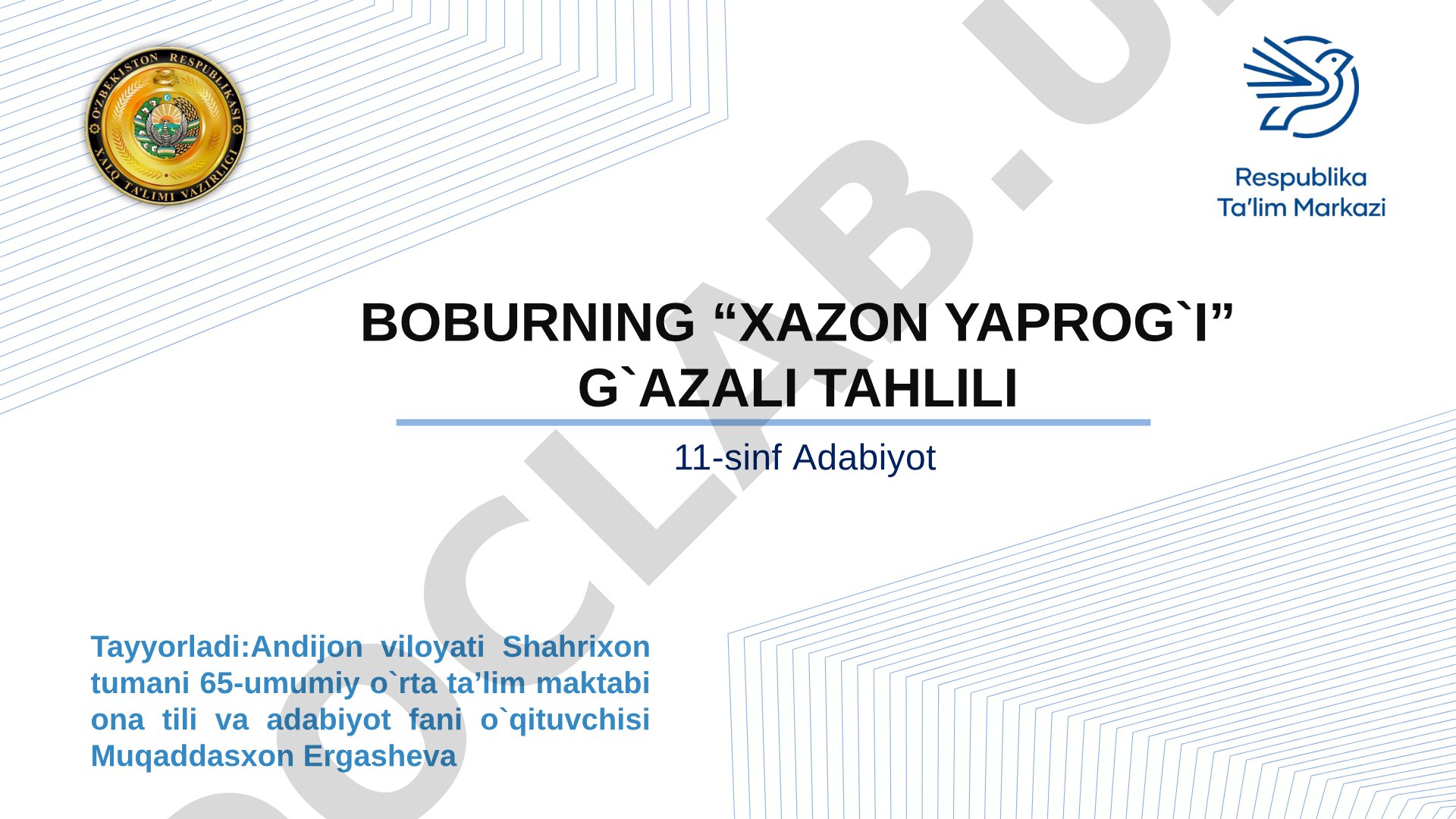 Boburning "Xazon yaprog'i" g'azali tahlili