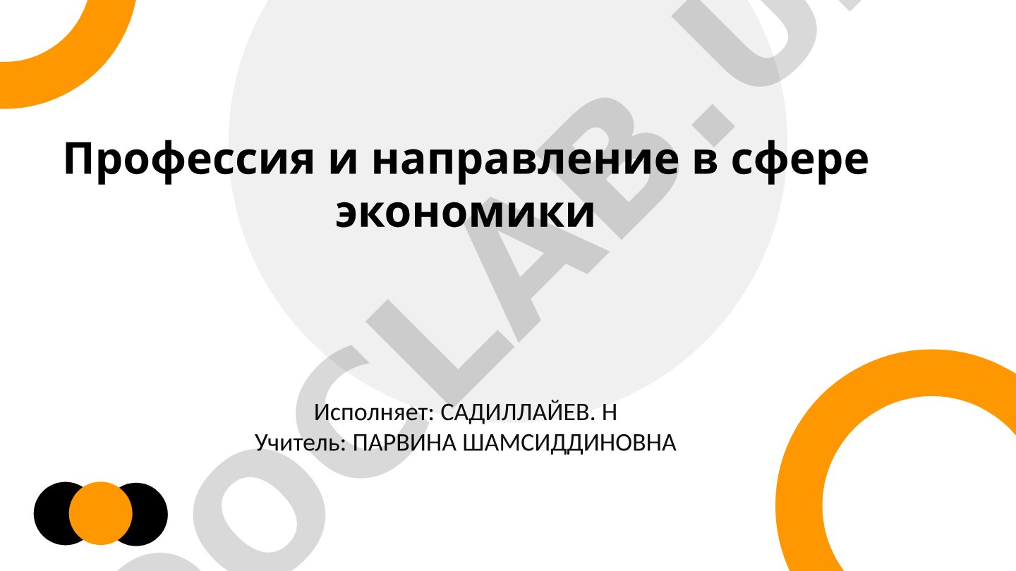 Профессия и направление в сфере экономики