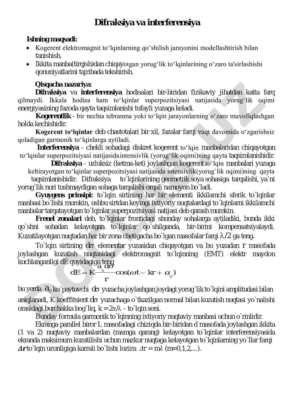 Difraksiya va interferensiya