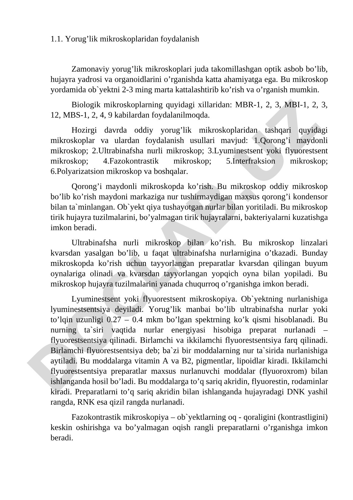 Yorug'lik mikroskoplaridan foydalanish