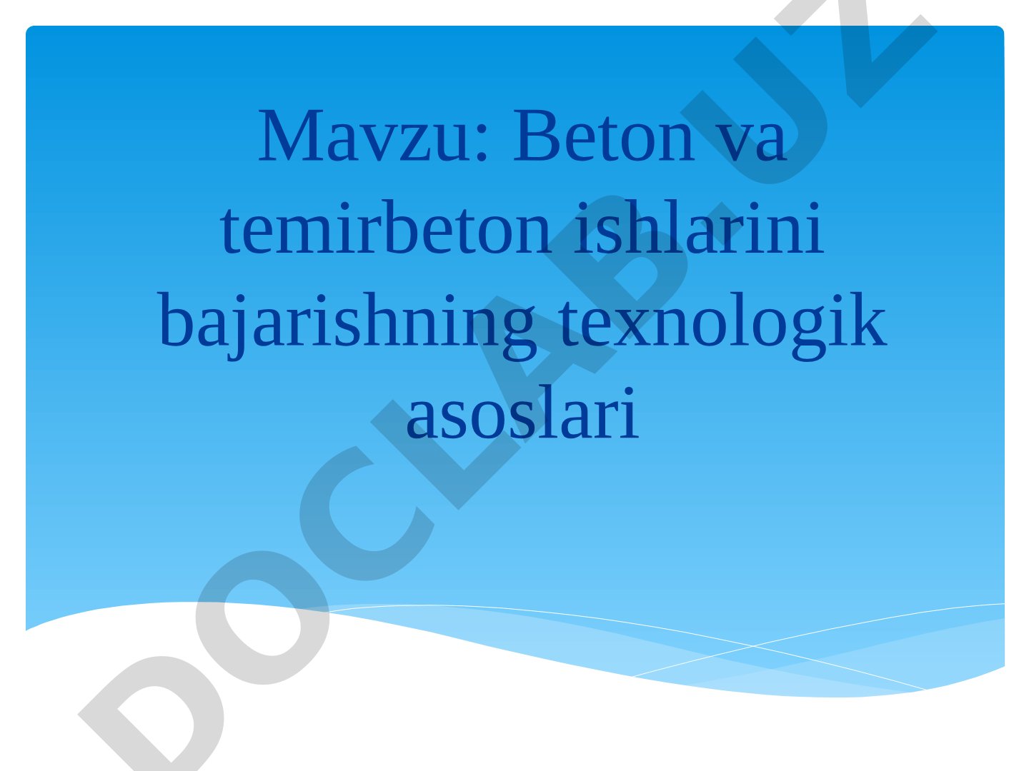Beton va temirbeton ishlarini bajarishning texnologik asoslari Beton to'g'risida tushuncha