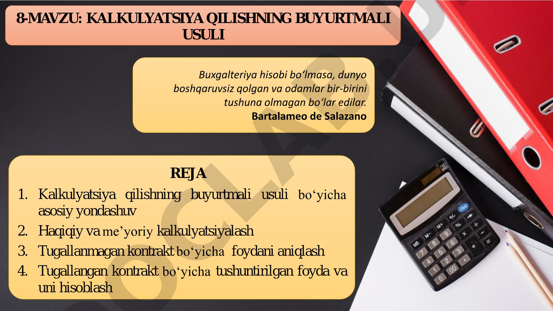 Kalkulyatsiya qilishning buyurtmali usuli