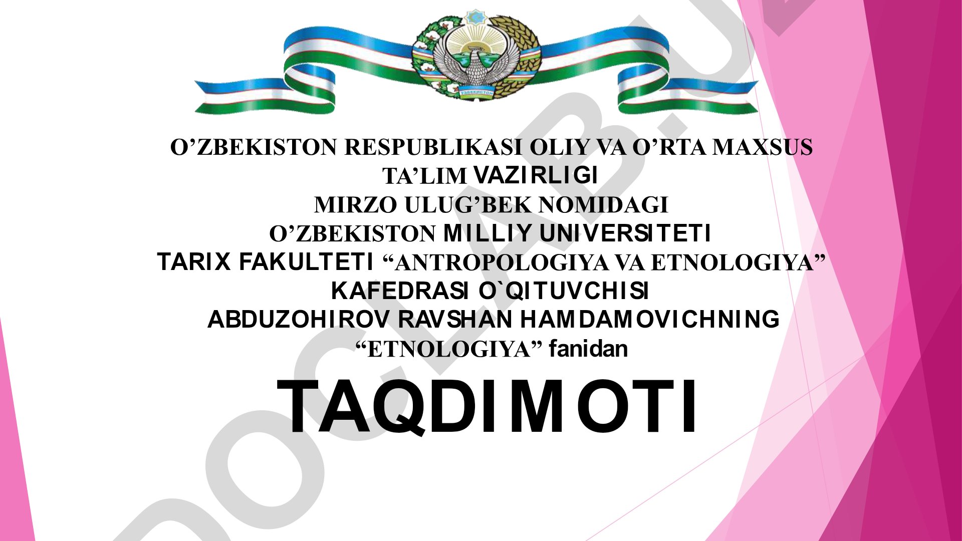 Dunyo xalqlarining etnologik tavsifi. Avstraliya va Okeaniya xalqlari