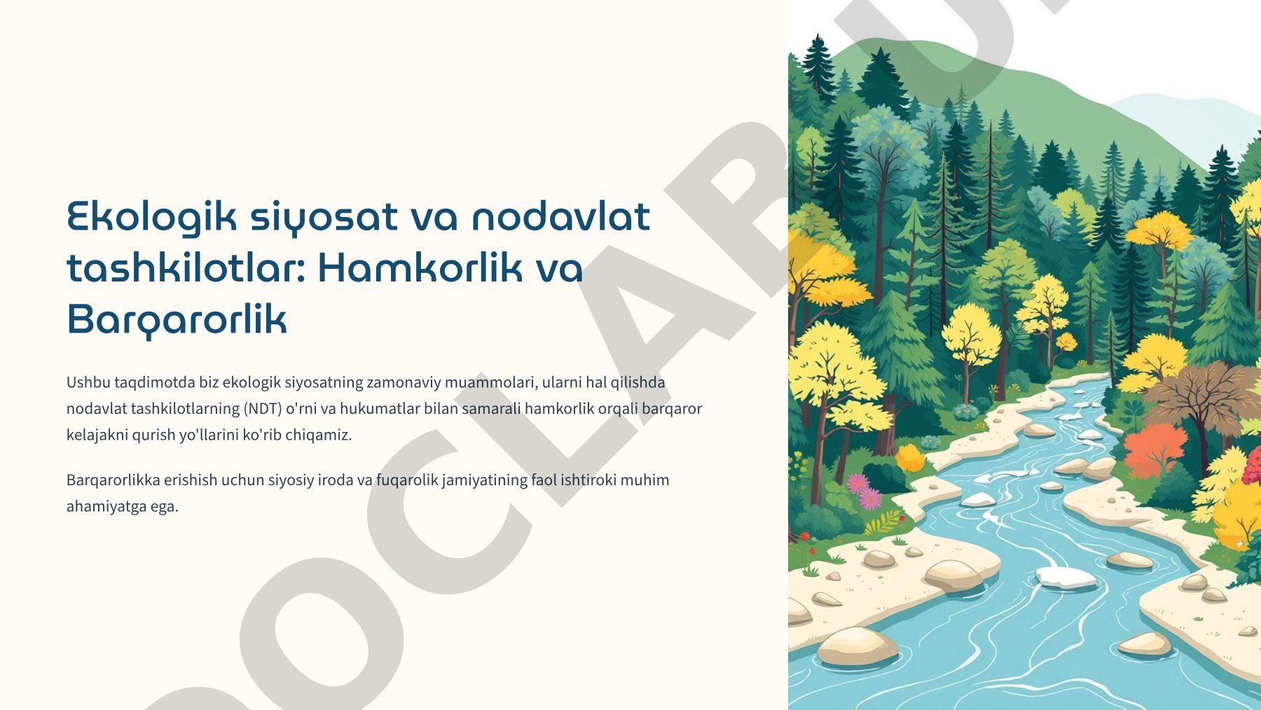 Ekologik siyosat va nodavlat tashkilotlar: Hamkorlik va Barqarorlik