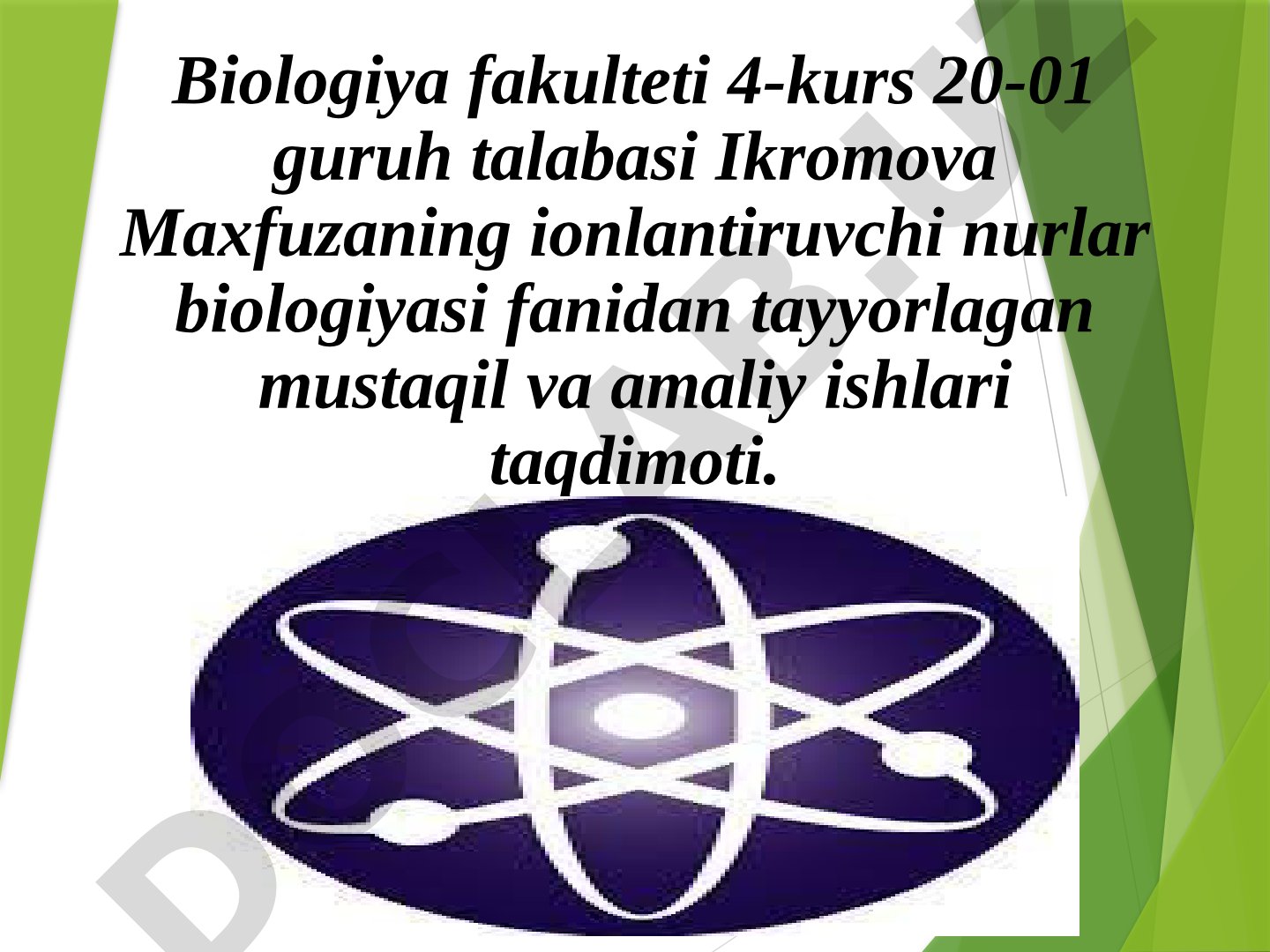 Ionlantiruvci nurlarning biologik ta’sir mexanizmlari haqida gipotezalar