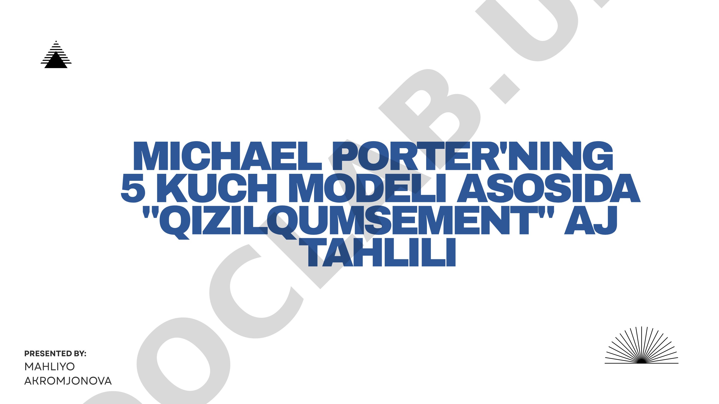 Michael Porter'ning 5 kuch modeli asosida 'Qizilqumsement' AJ tahlili