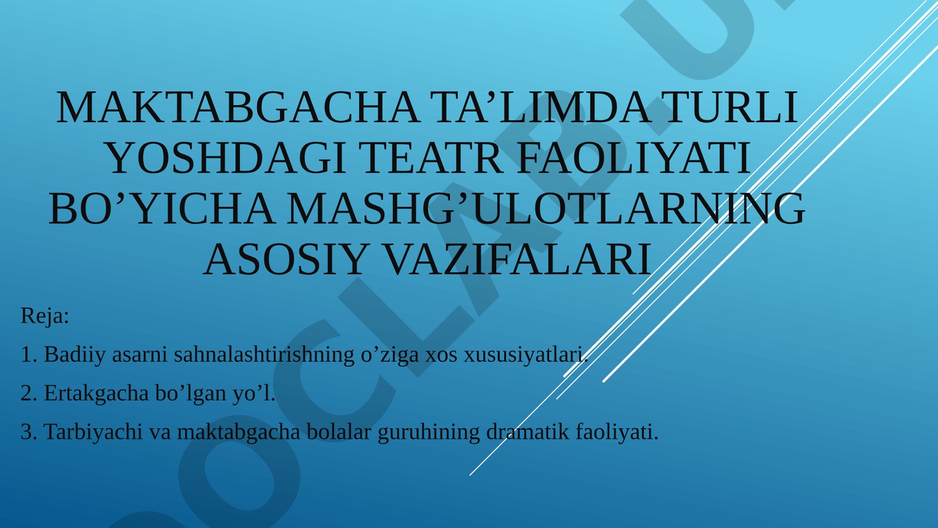 Maktabgacha ta’limda turli yoshdagi teatr faoliyati bo’yicha mashg’ulotlarning asosiy vazifalari