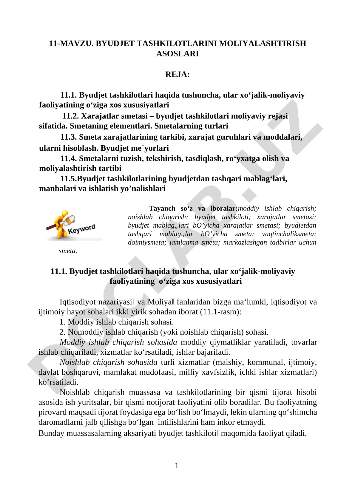 Byudjet tashkilotlarini moliyalashtirish asoslari