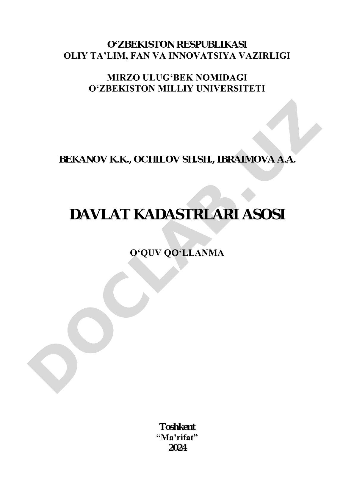Davlat kadastrlari asosi