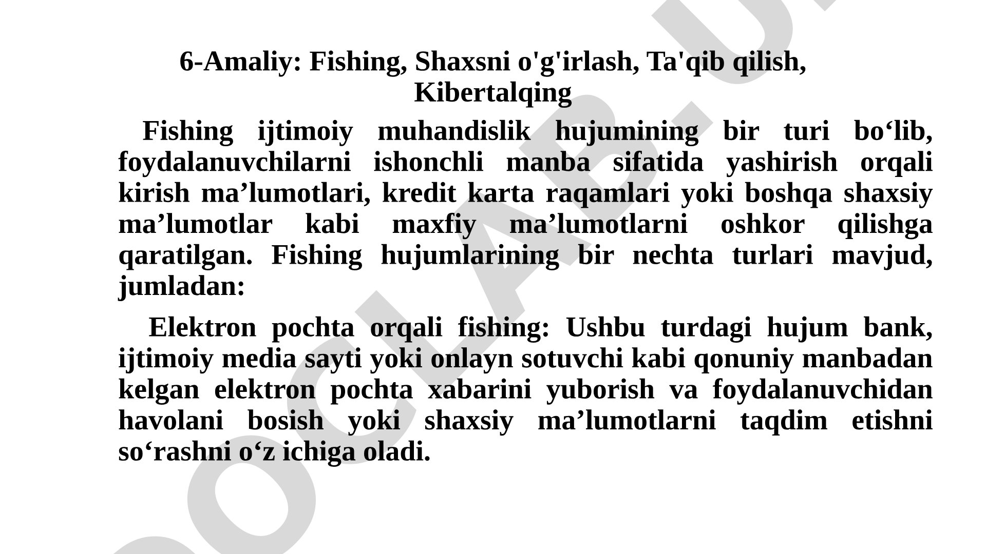 Fishing, Shaxsni o'g'irlash, Ta'qib qilish, Kibertalqing