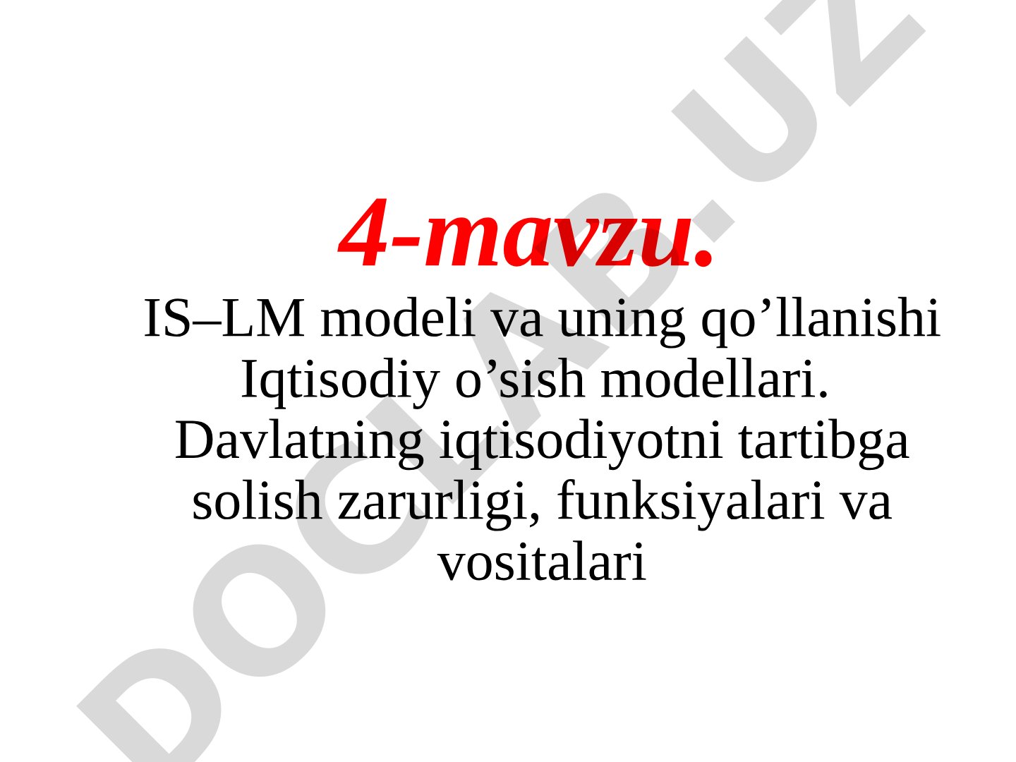 IS–LM modeli va uning qo’llanishi
