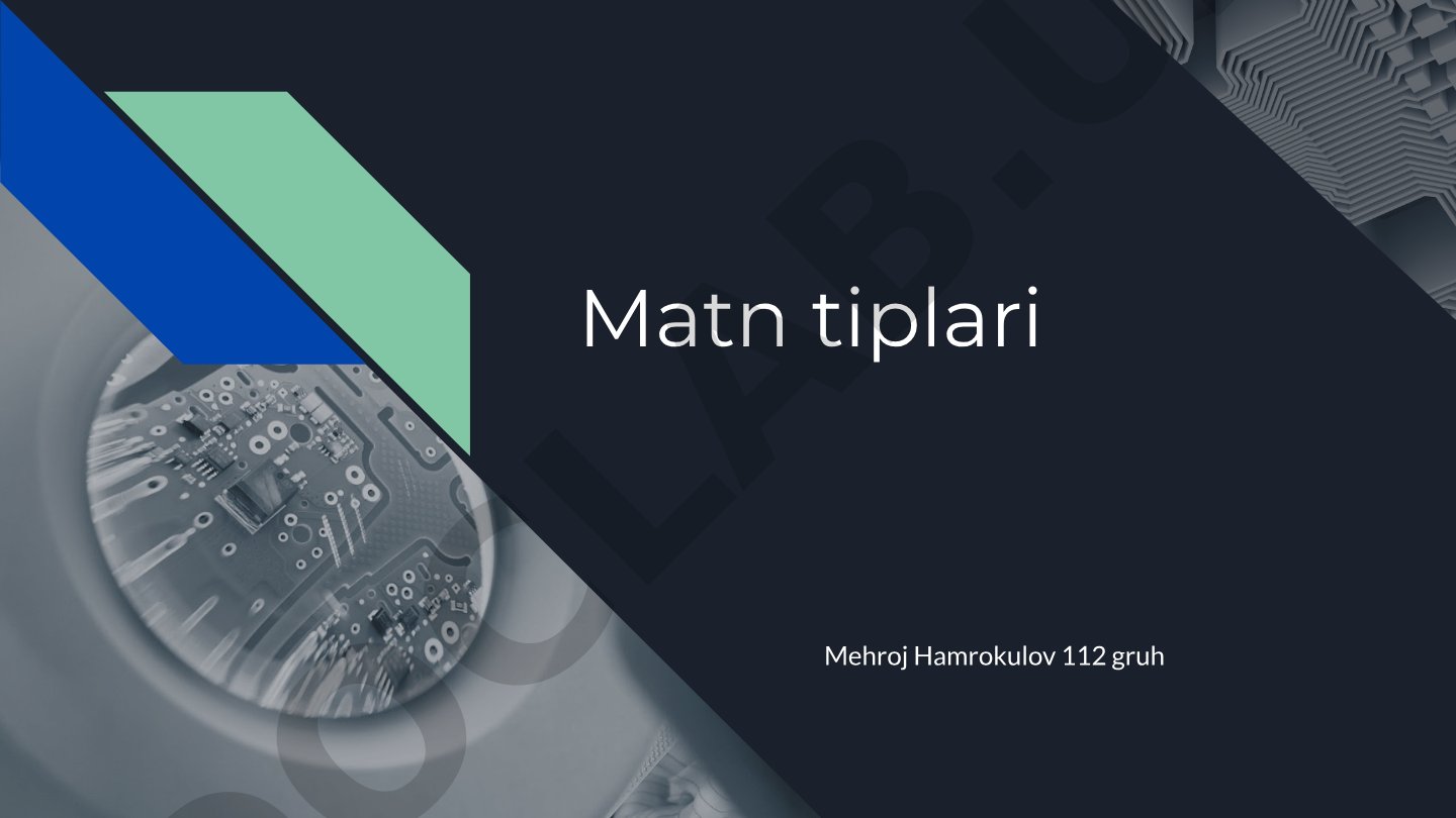 Matn tiplari va ularning tasnifi
