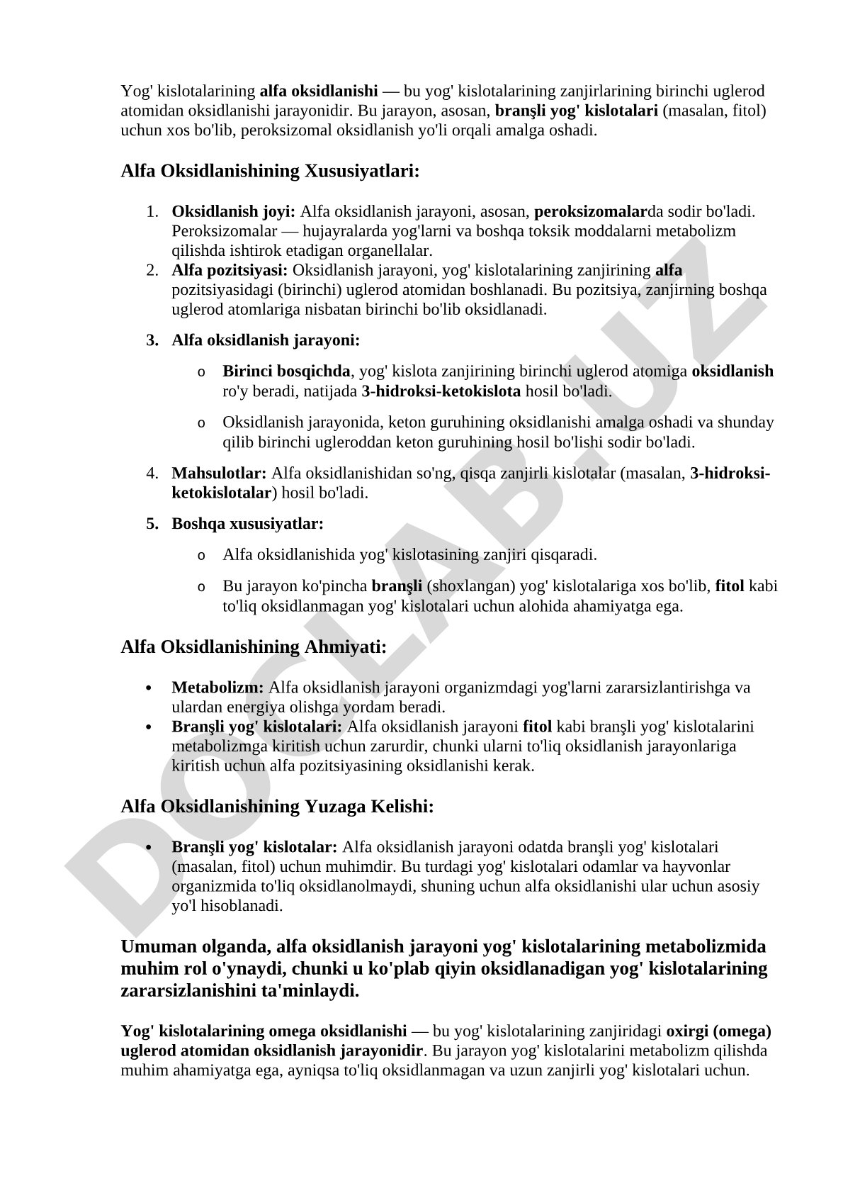 Yog' kislotalarining alfa oksidlanishi