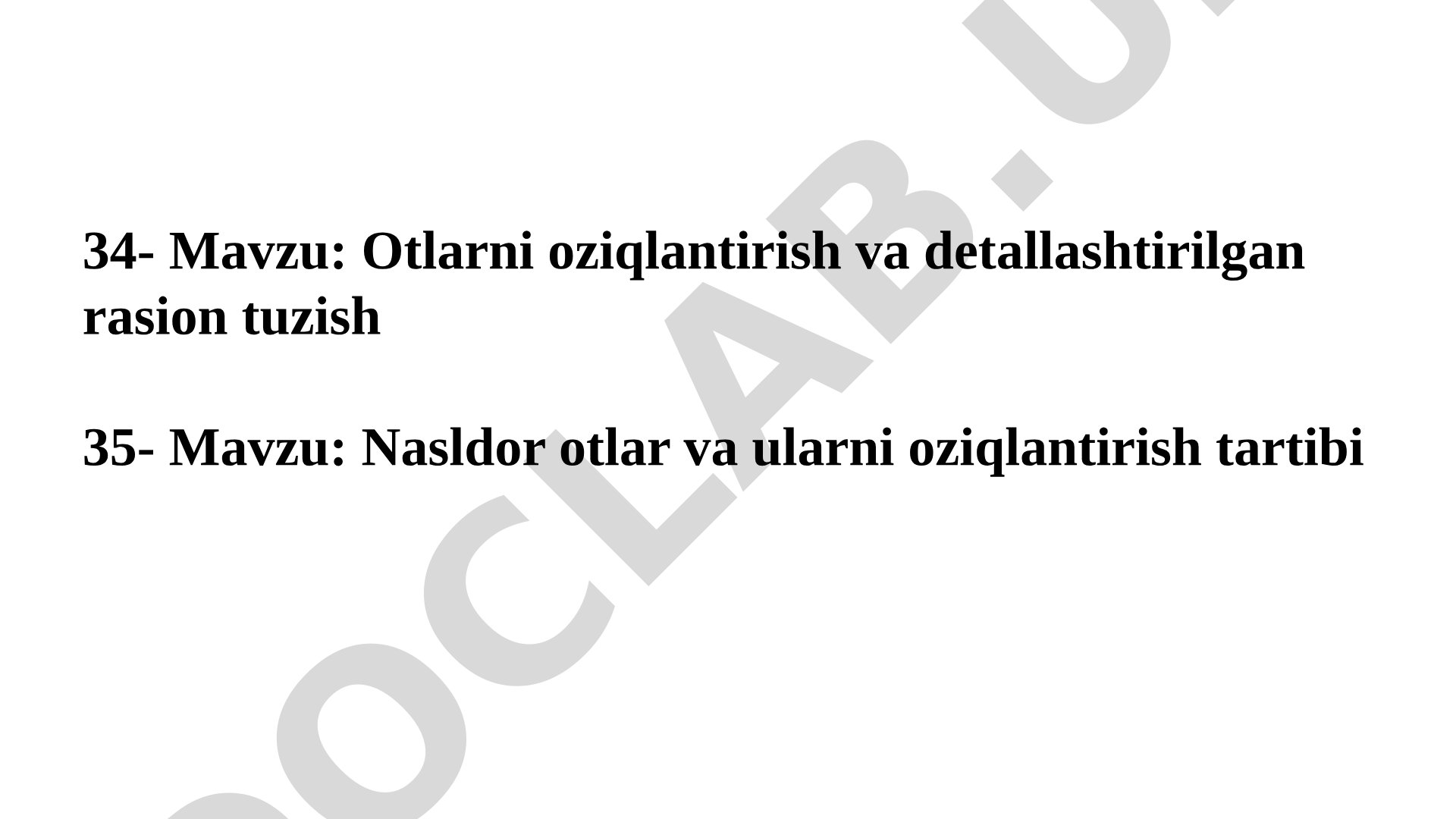 Otlarni oziqlantirish va detallashtirilgan rasion tuzish