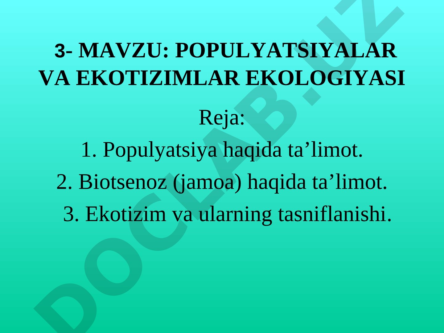 Populyatsiyalar va ekotizimlar ekologiyasi