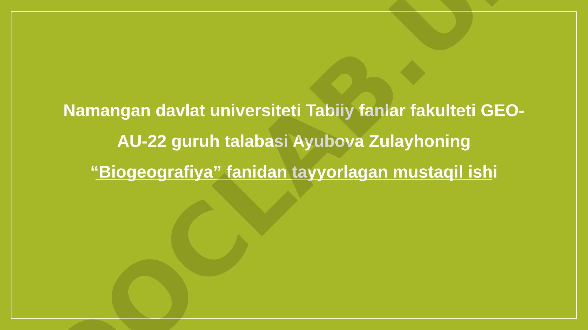 Okean bioxorionlarining vertikal va gorizontal strukturasi