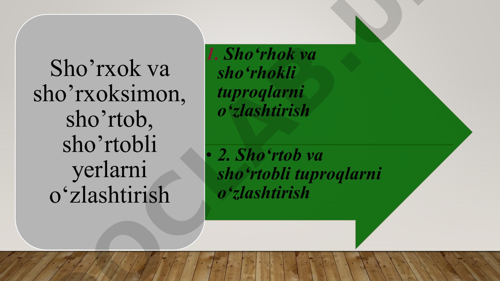 Sho‘rxok va sho‘rxoksimon tuproqlarni o‘zlashtirish