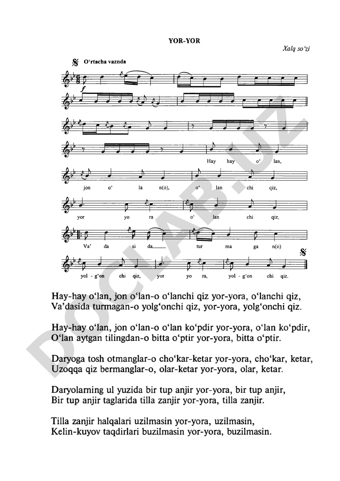 O'zbek xalq to'y qo'shig'i