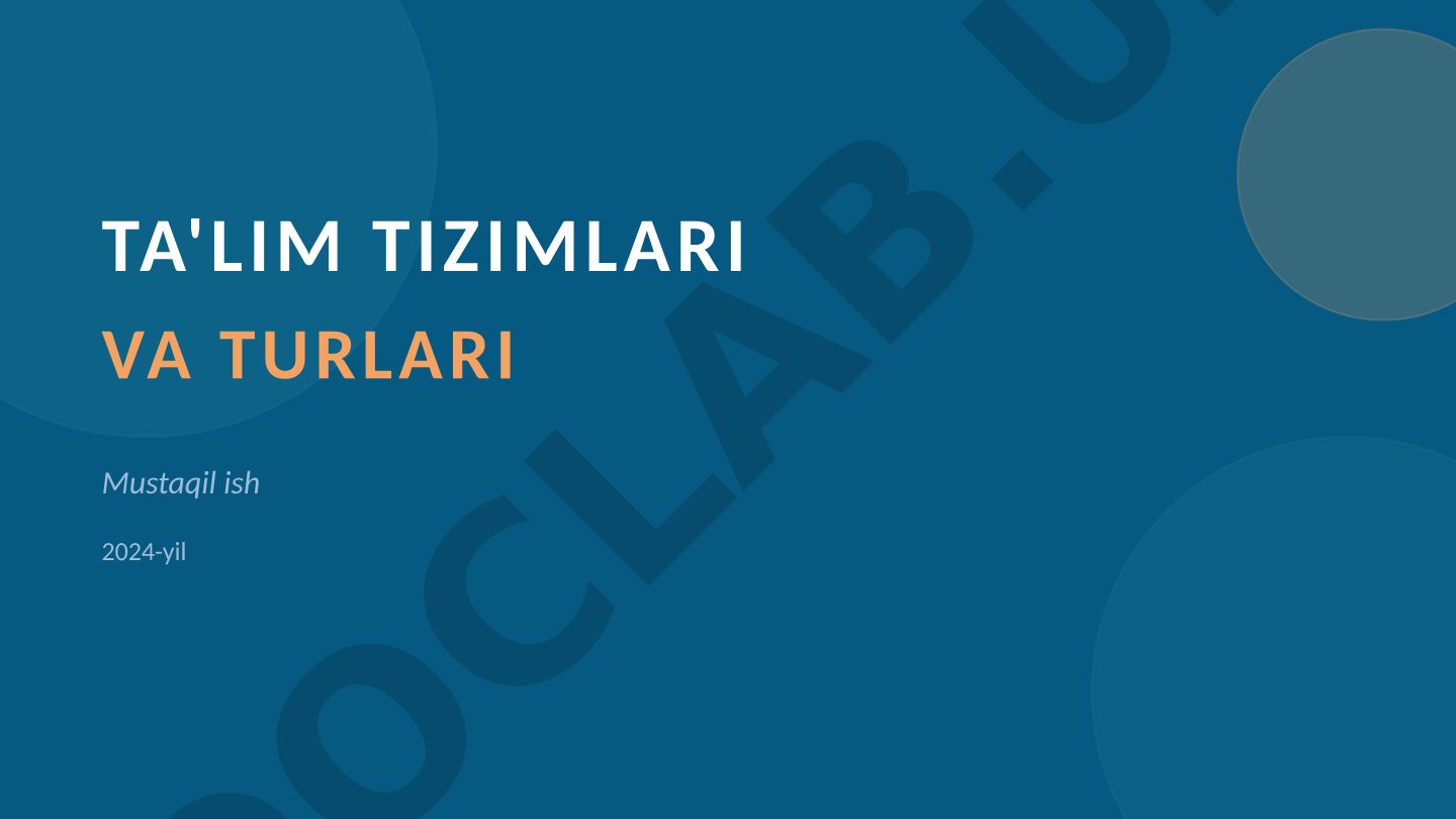 Ta'lim tizimlari va turlari