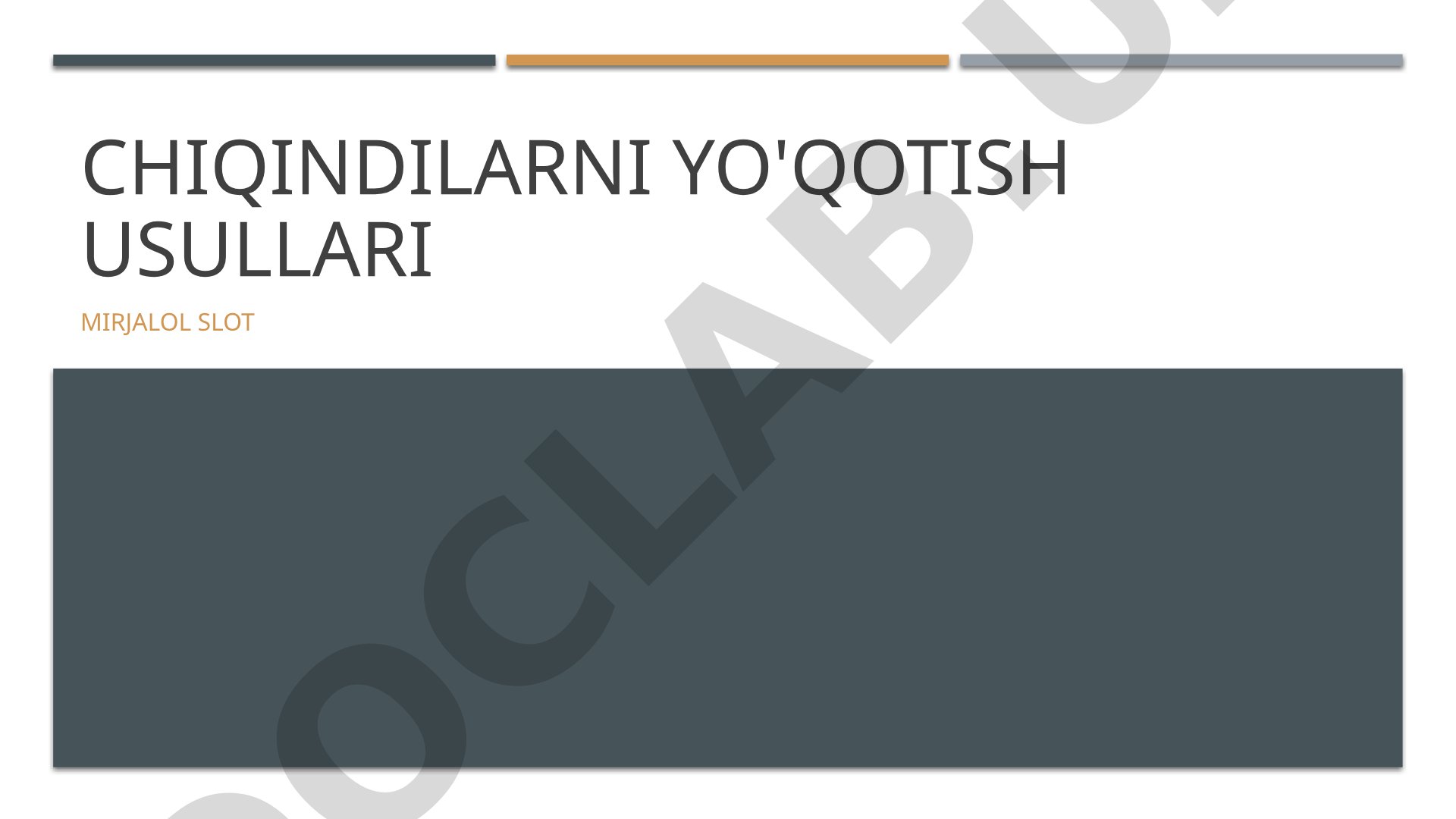 Chiqindilarni yo'qotish, qayta ishlash va O'zbekiston tajribasi haqida taqdimot